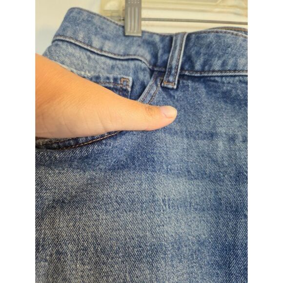 Warp + Weft "Lin" "Milan Linate" Blue Cotton Straight Denim Skirt size 14W - Picture 2 of 9